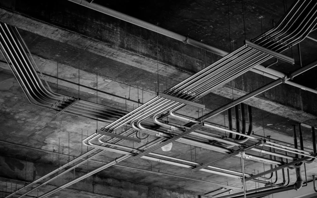 Ceiling cable trays and electrical lines